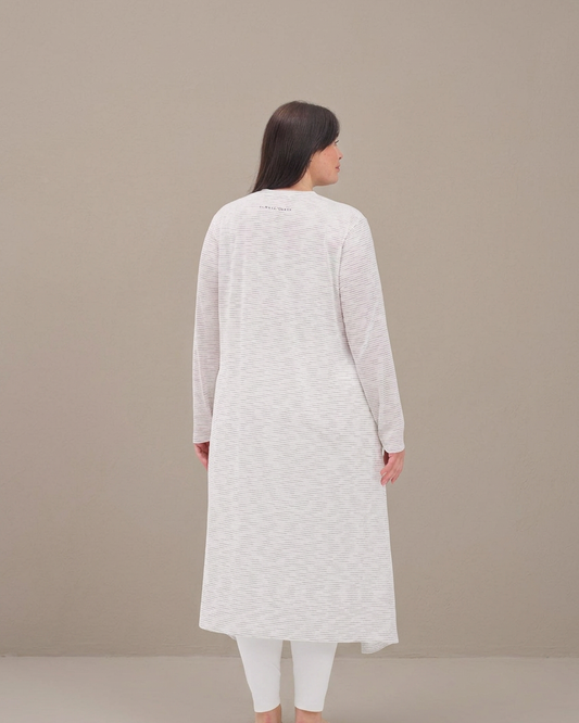 White Stripe – Sofia Plus Size walking abaya, back view