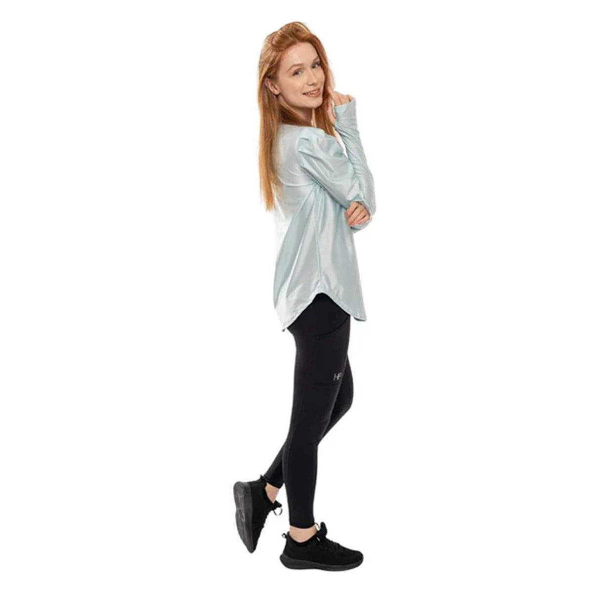 Yara – Long Sleeve Top with Puffed Shoulders, Modest Activewear