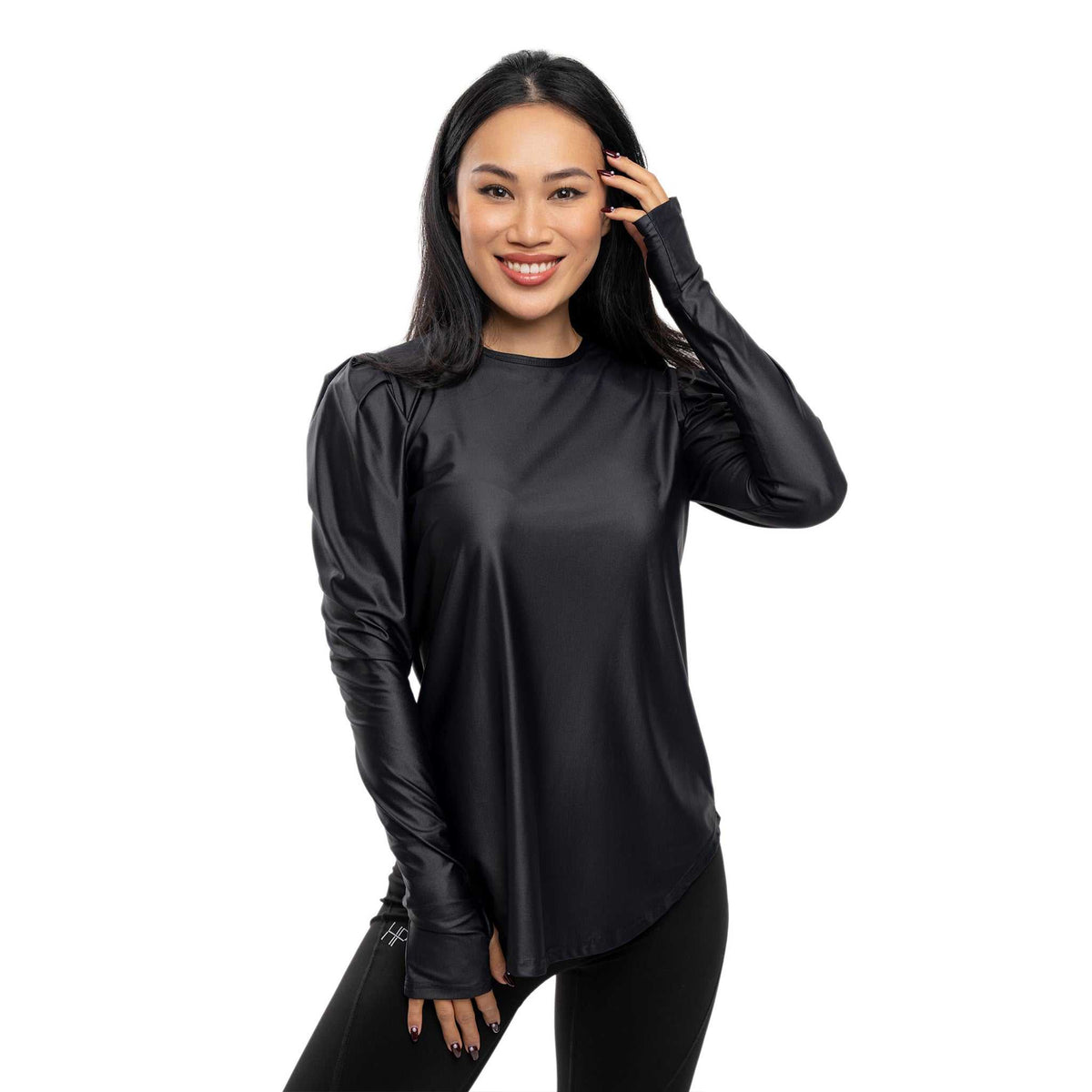 Yara – Long Sleeve Top with Puffed Shoulders, Modest Activewear