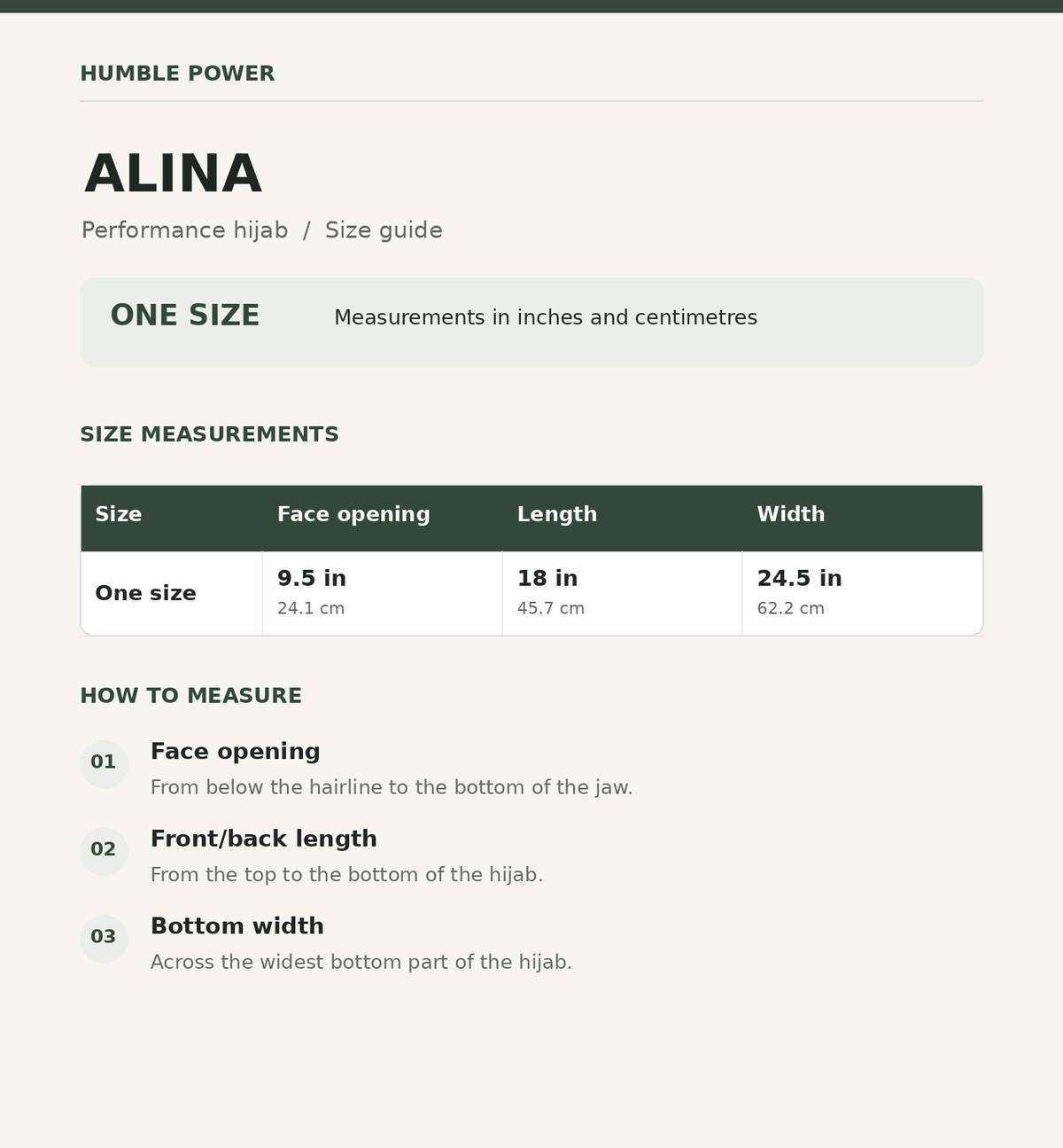Size chart