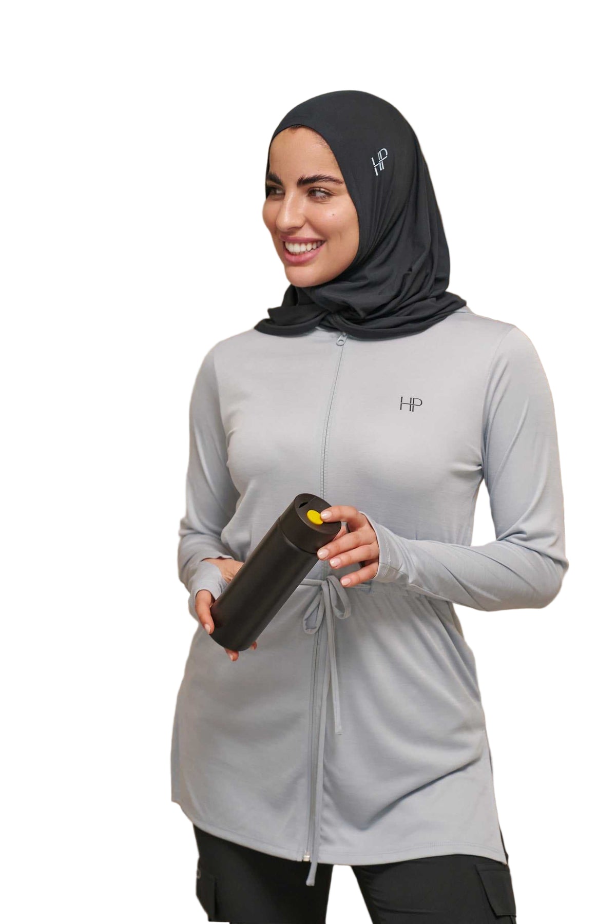 Hoodie Zipper Jacket with Waistband - Mehreen