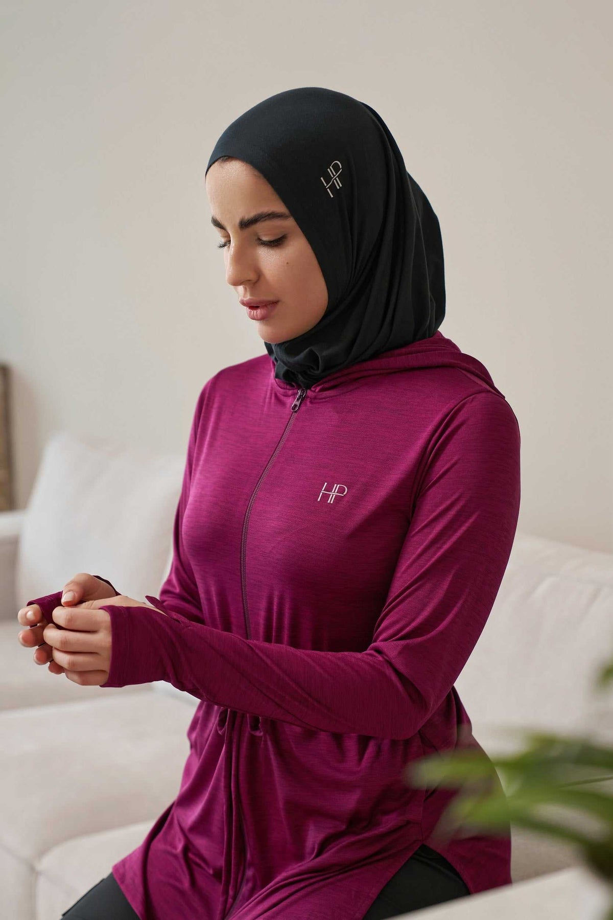Hoodie Zipper Jacket with Waistband - Mehreen