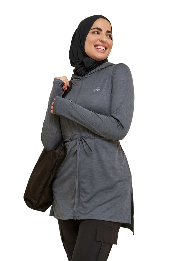 Grey Hoodie Zipper Jacket