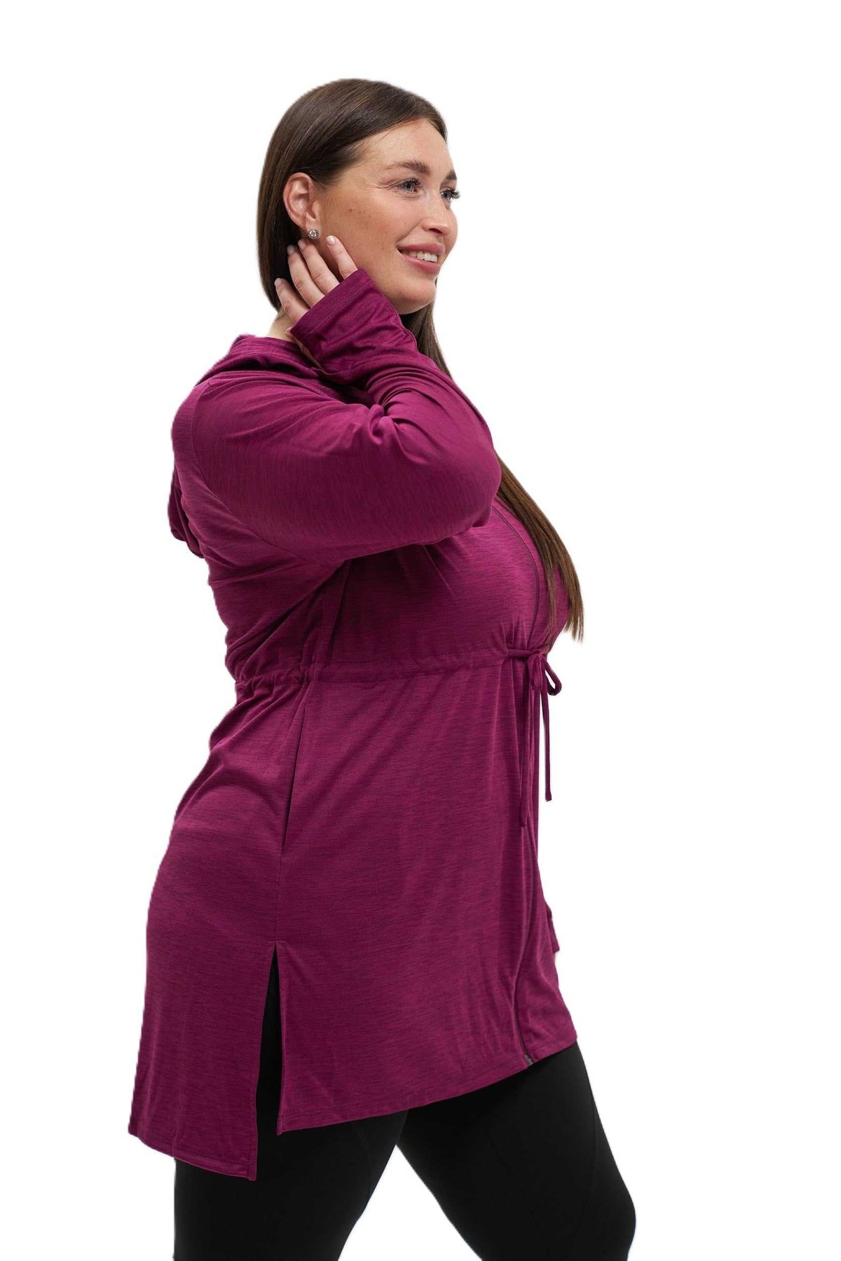 Hoodie Zipper Jacket with Waistband - Mehreen Plus