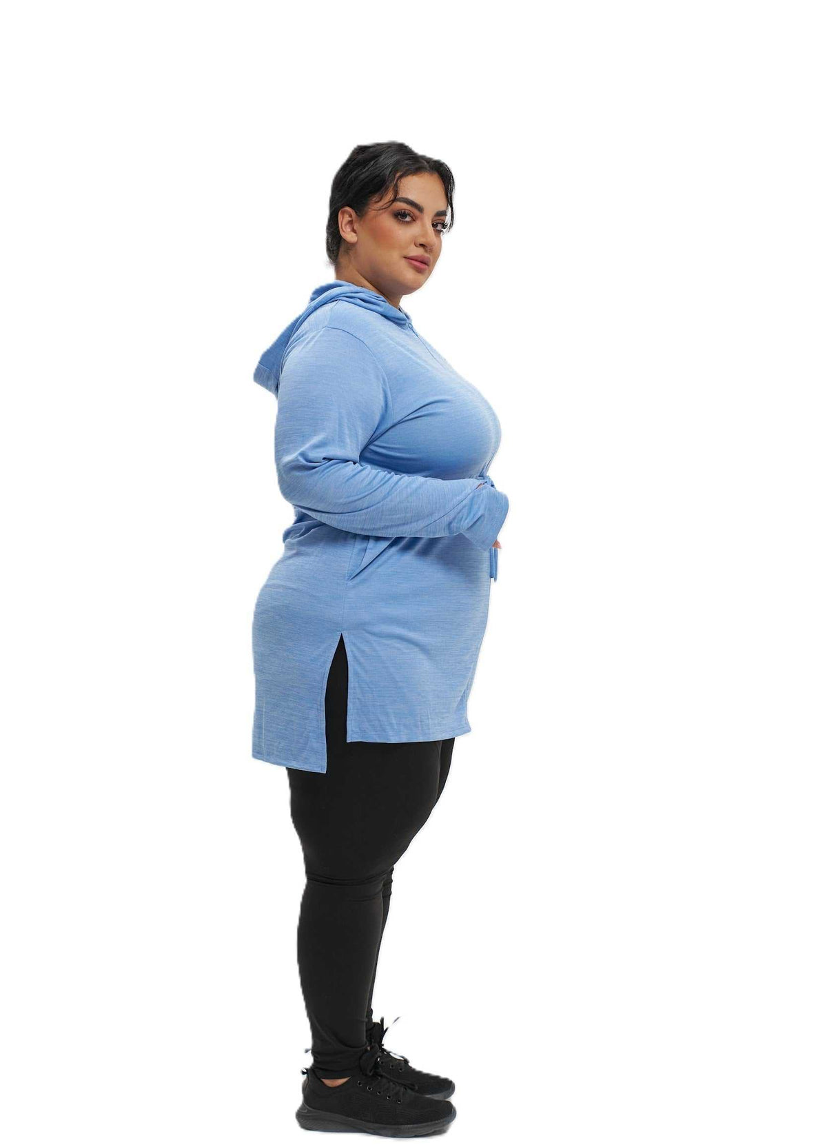 Hoodie Zipper Jacket with Waistband - Mehreen Plus
