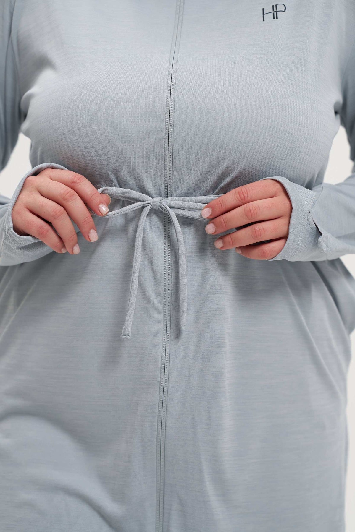 Hoodie Zipper Jacket with Waistband - Mehreen Plus