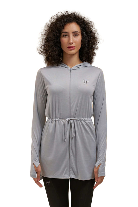 Light Gray Hoodie Zipper Jacket