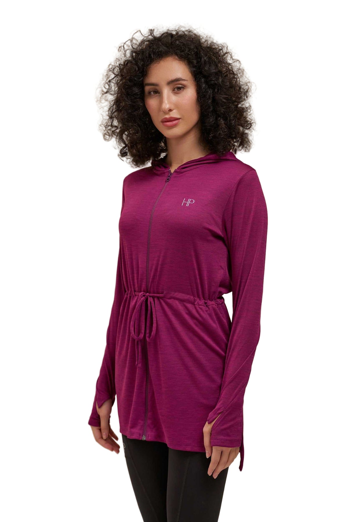 Hoodie Zipper Jacket with Waistband - Mehreen