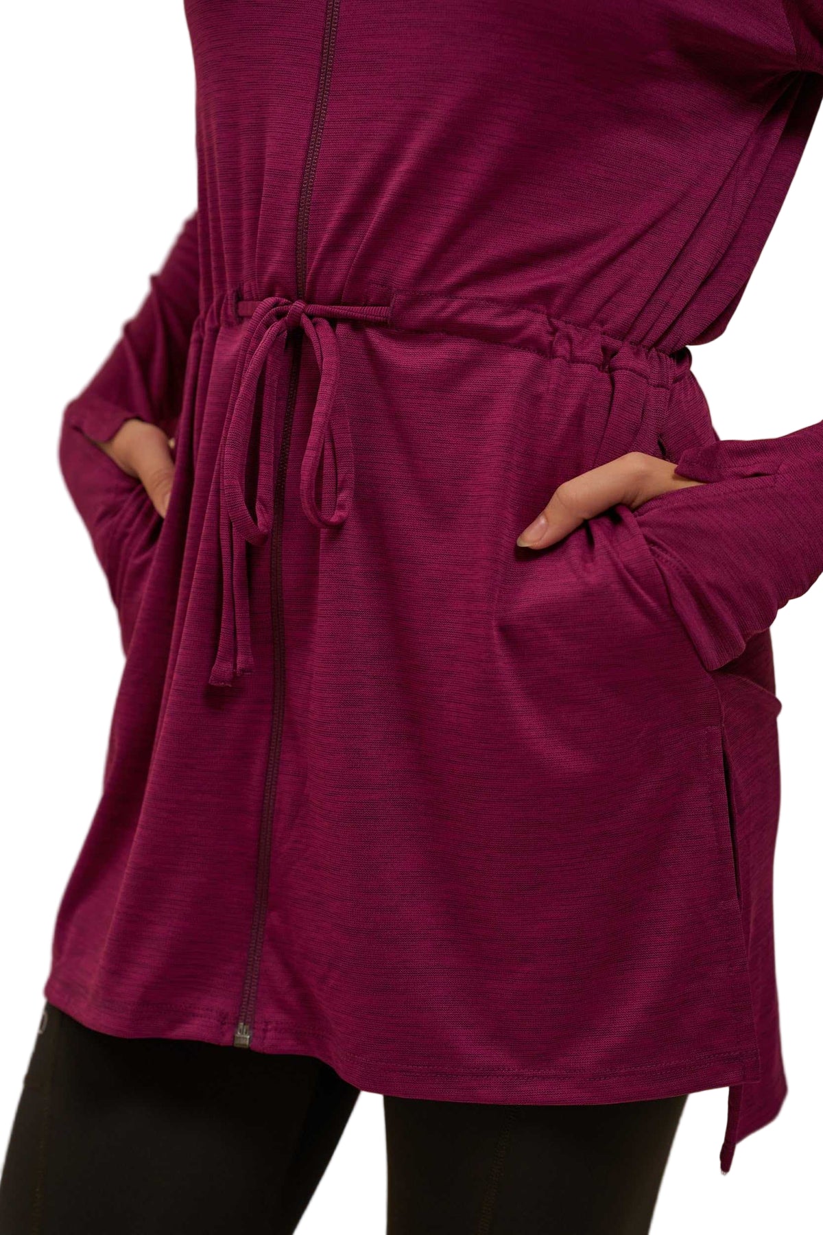 Hoodie Zipper Jacket with Waistband - Mehreen