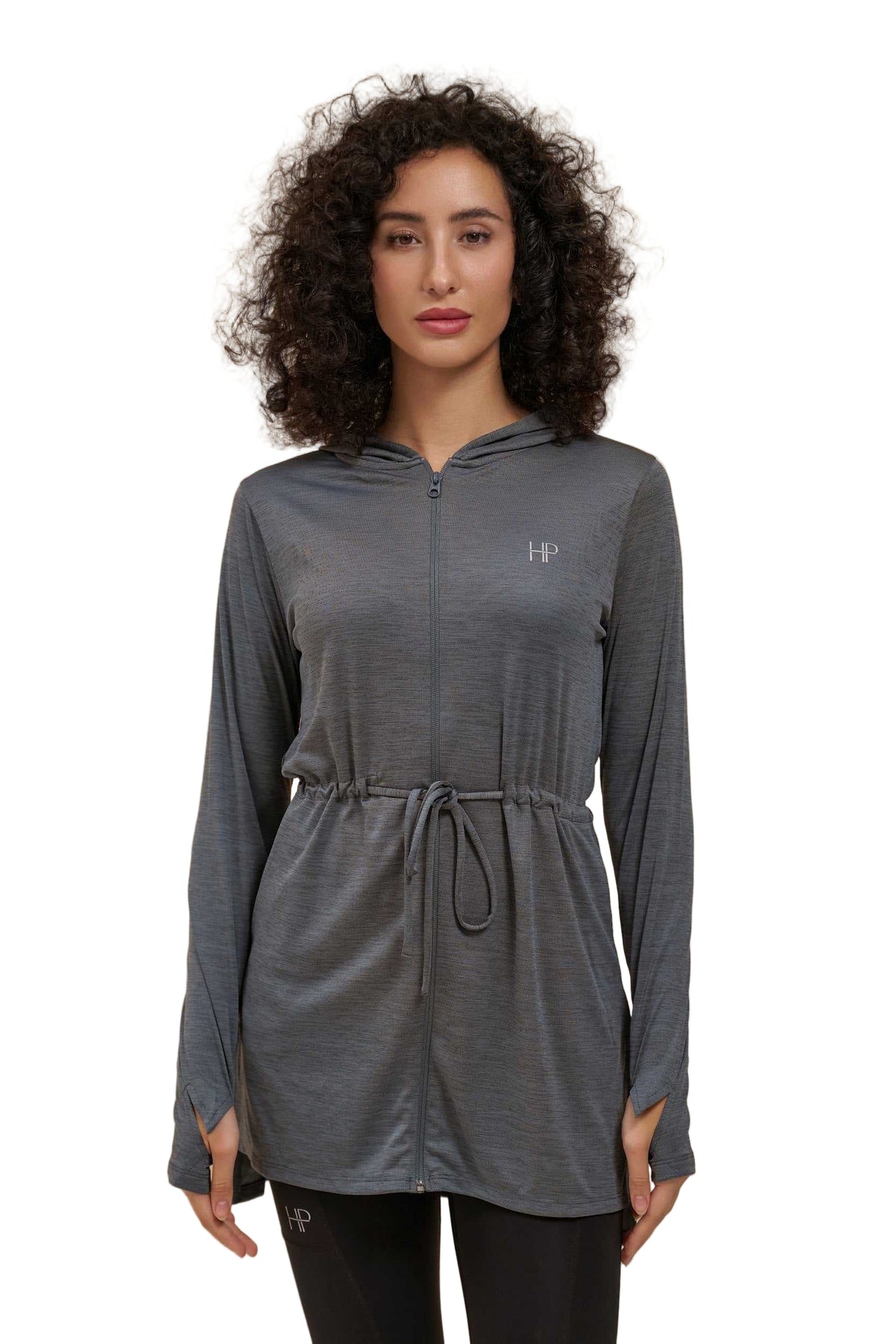 Hoodie Zipper Jacket with Waistband - Mehreen