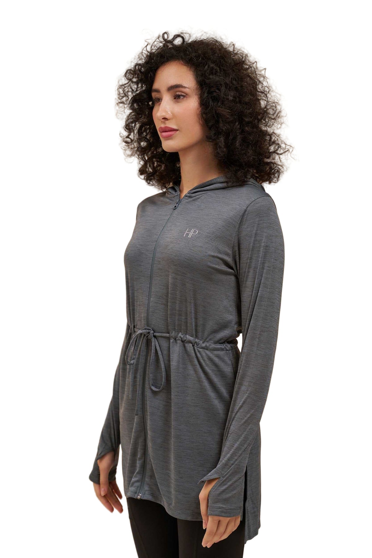Hoodie Zipper Jacket with Waistband - Mehreen