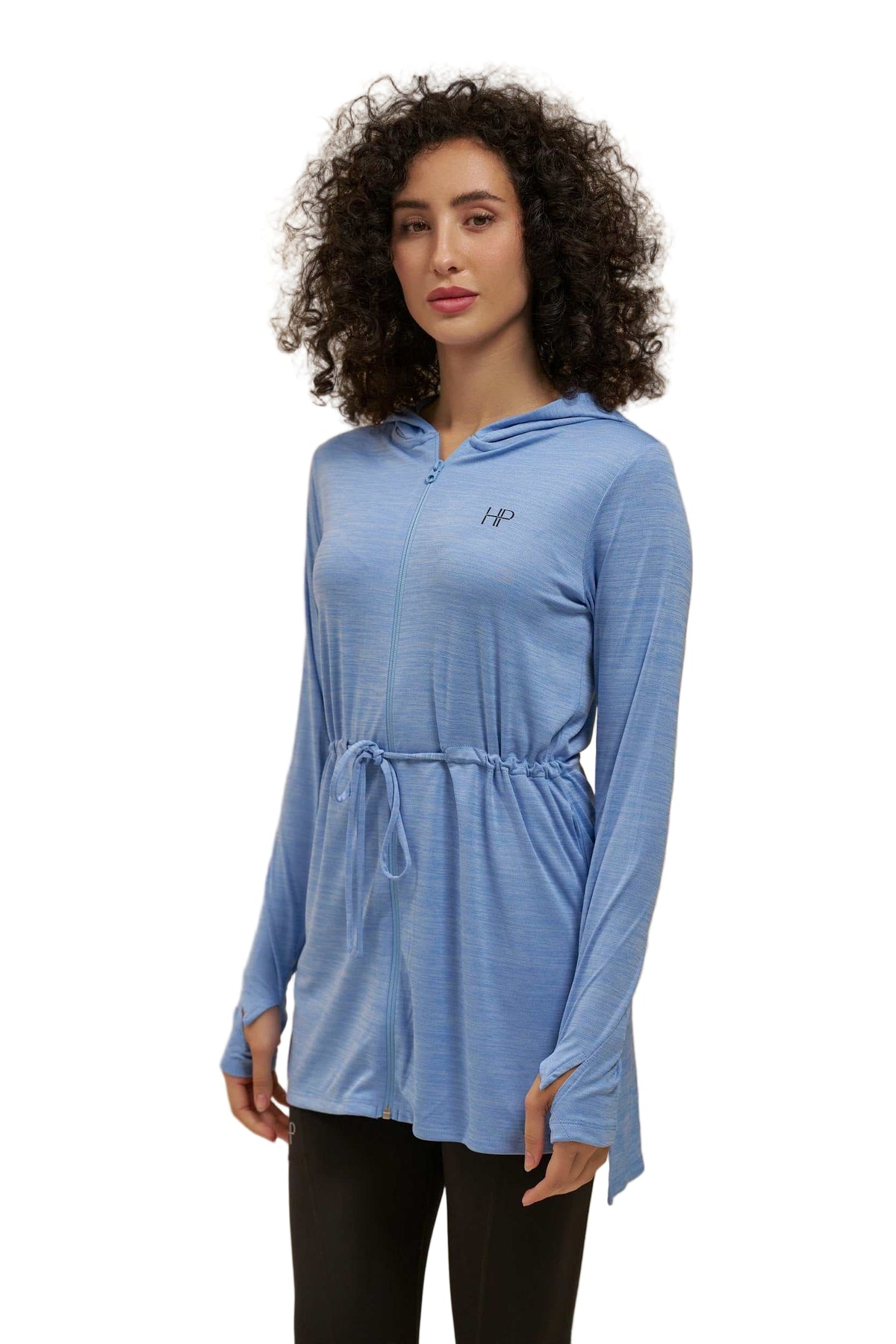 Hoodie Zipper Jacket with Waistband - Mehreen