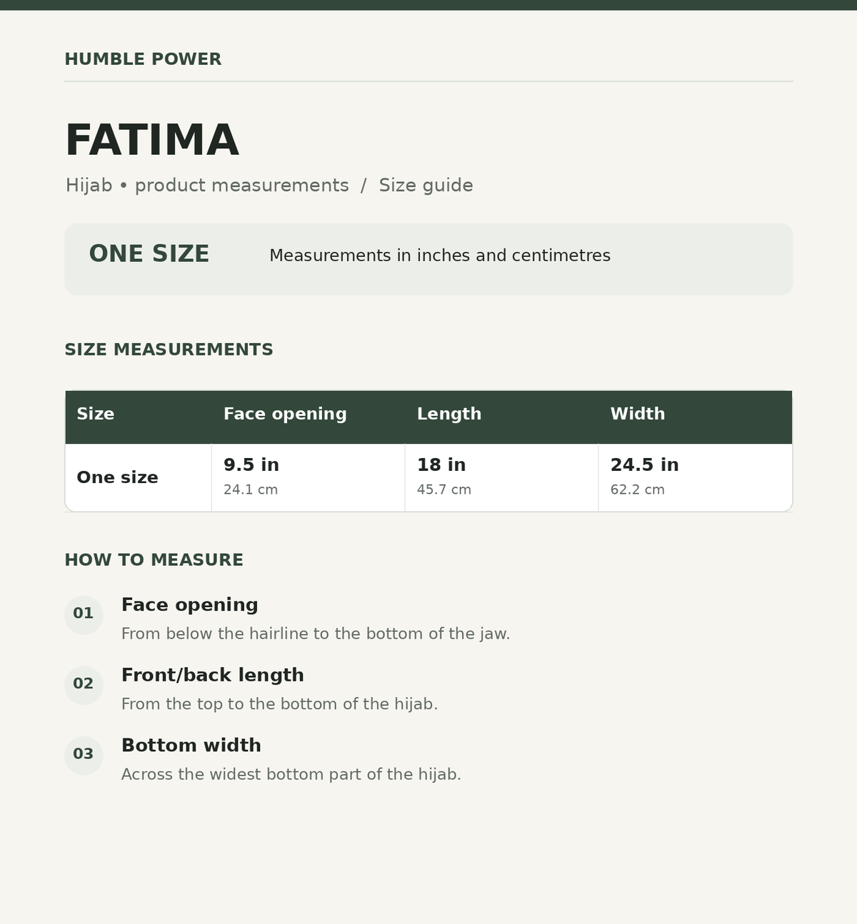 Size chart