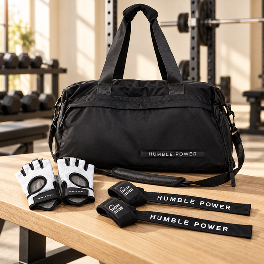 Training Essentials Bundle – Gym Bag, Lifting Straps & Gloves