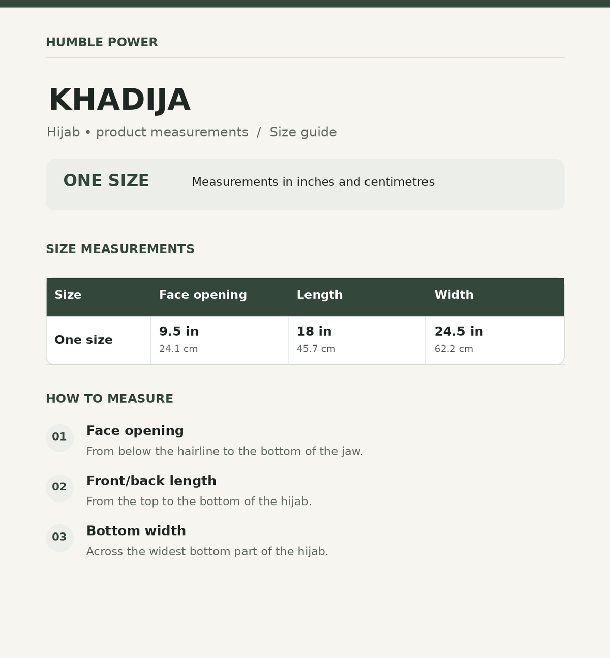 Size chart