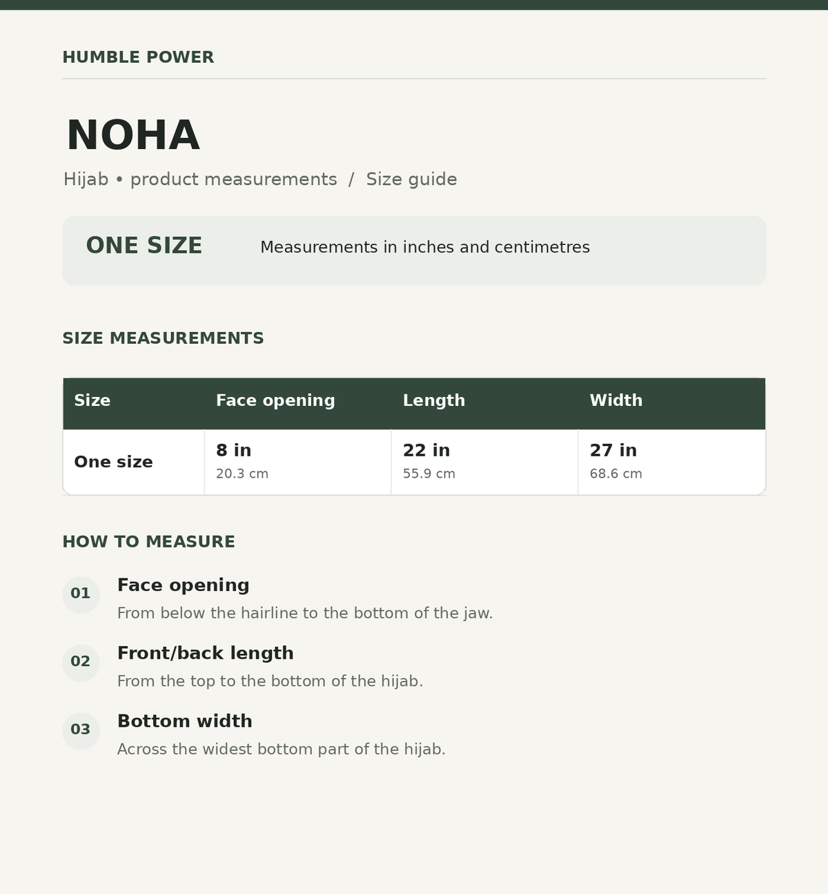 Size chart