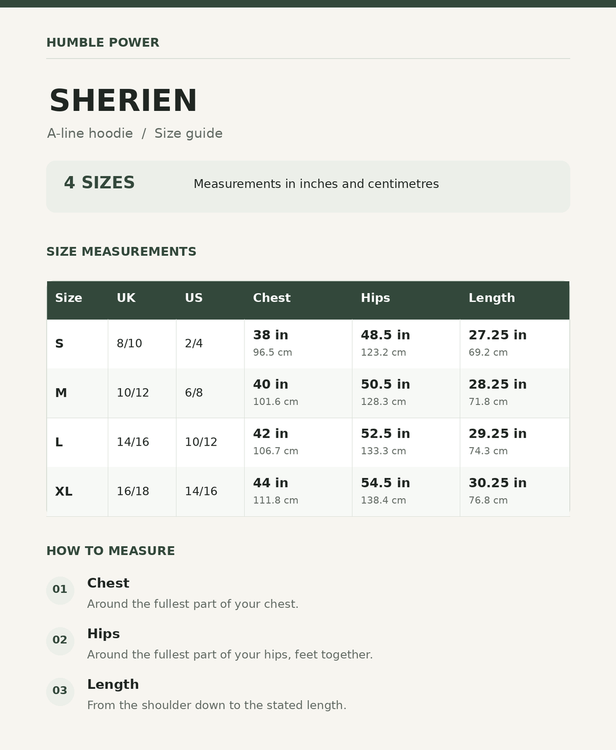 Size chart