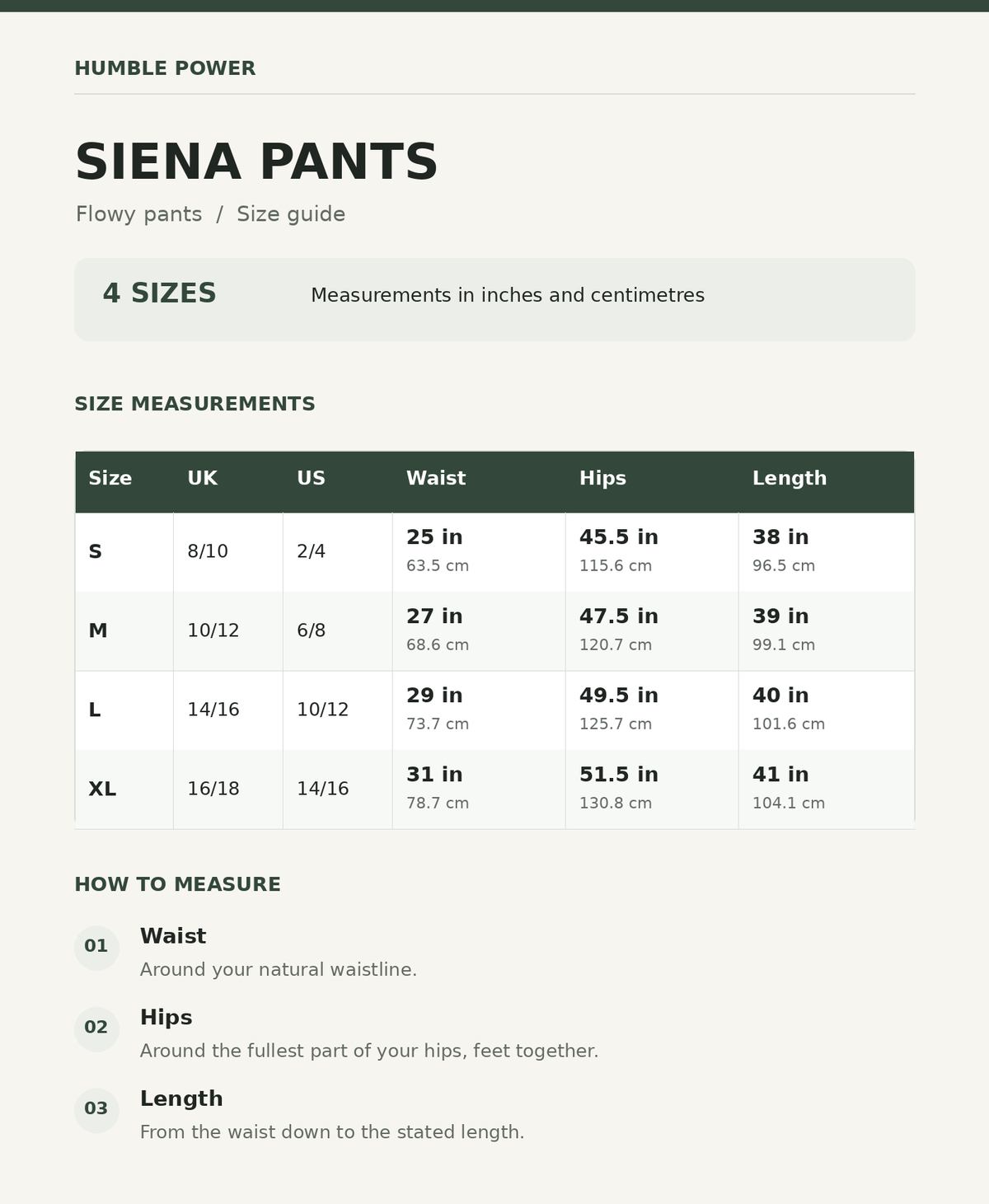 Size chart