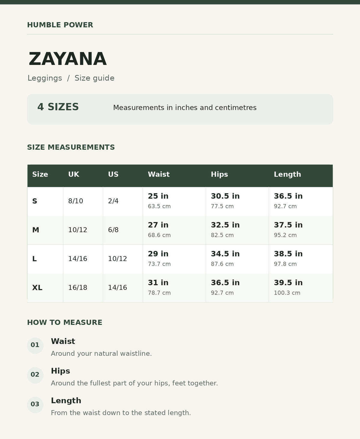 Size chart