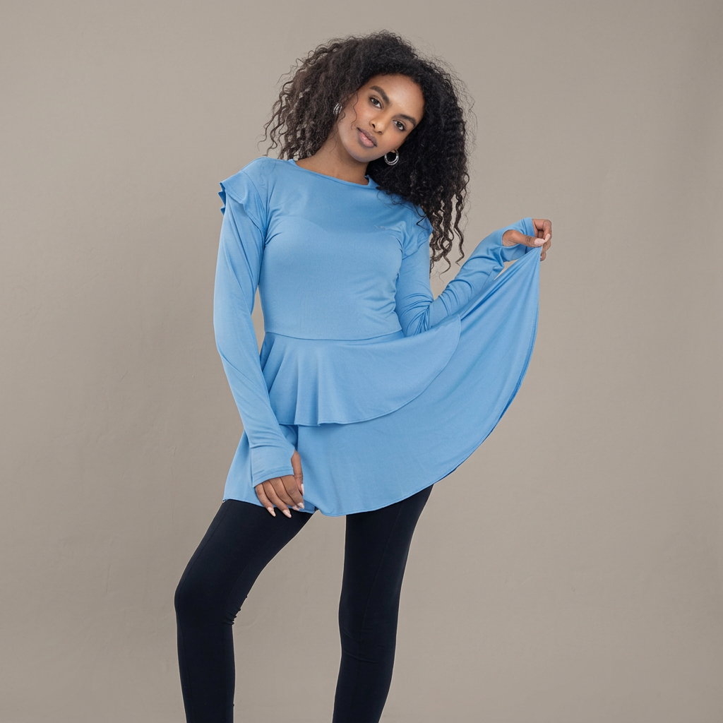 Ayana – Modest Double-Skirt Long Top, Hip-Covering Activewear