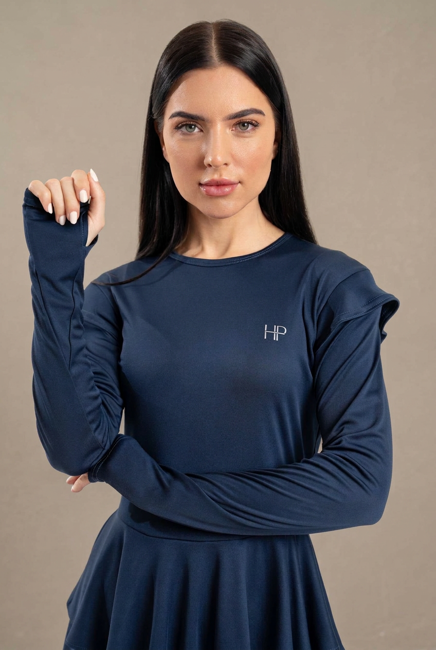 Ayana – Modest Double-Skirt Long Top, Hip-Covering Activewear