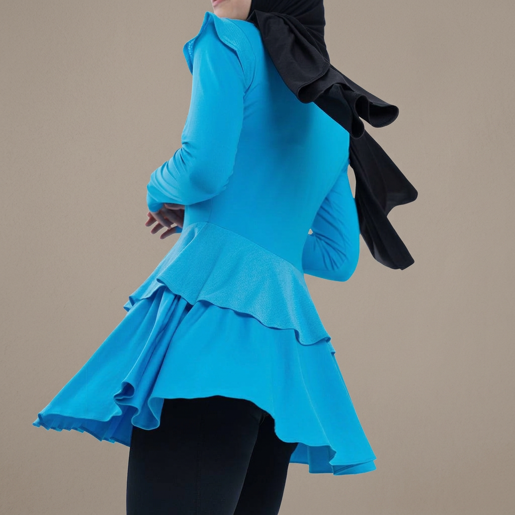 Ayana – Modest Double-Skirt Long Top, Hip-Covering Activewear