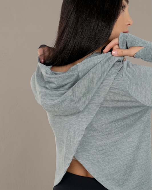 Mist Green melange - Azizah light grey back detail