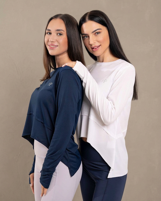 Navy - Basma navy and white side pose