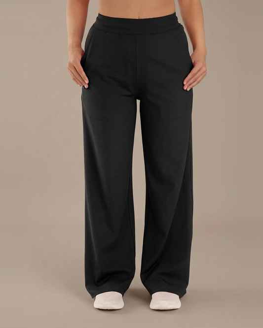 Black – Najet stretchy wide-hem pants, front view