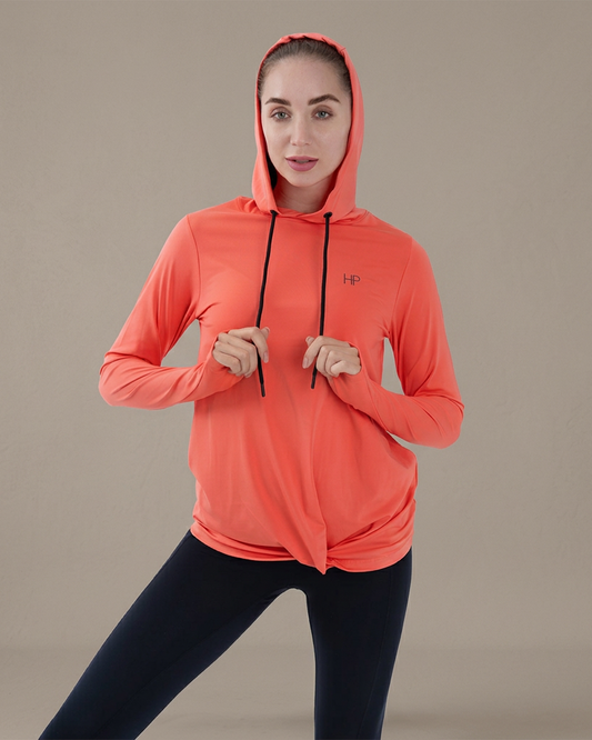 Bright Orange - Dalya coral hood-up front