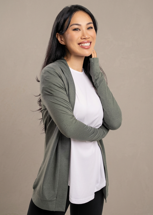 Green - Farah green-grey smiling pose