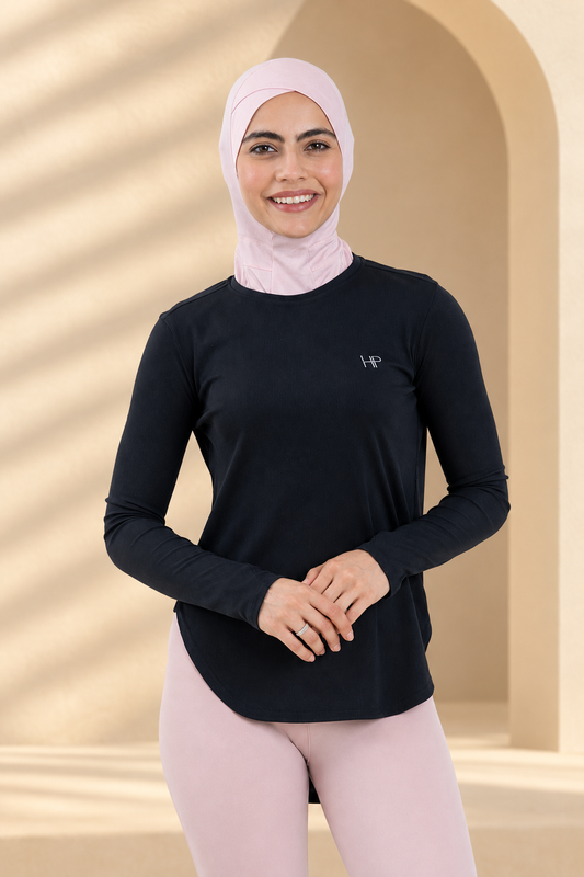 Hind rib-fabric long top background preview