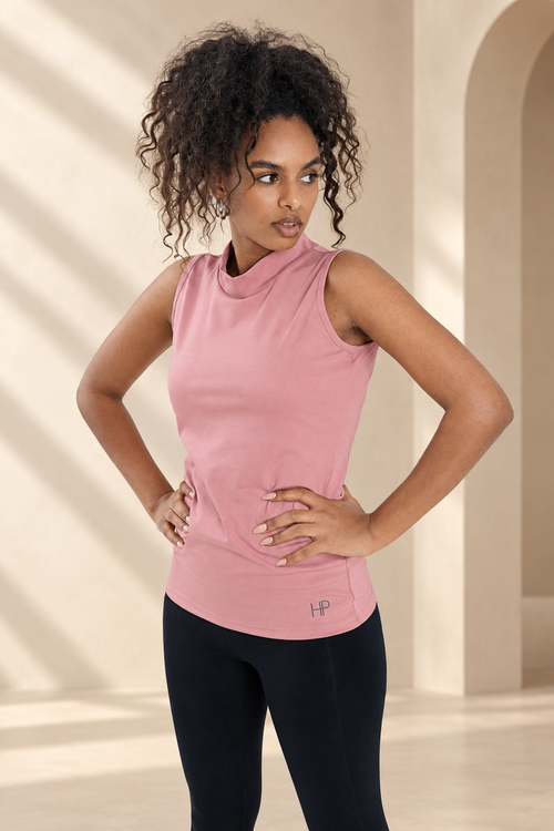 Asma – Long Modest Tank Top with Mao Collar, Gym & Workout