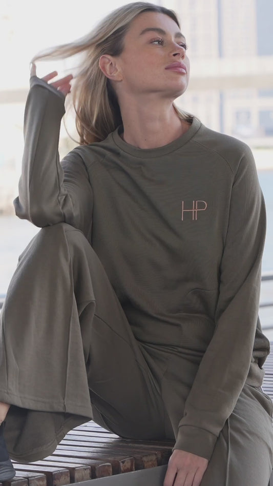 Humble Power French terry top and pants worn in motion