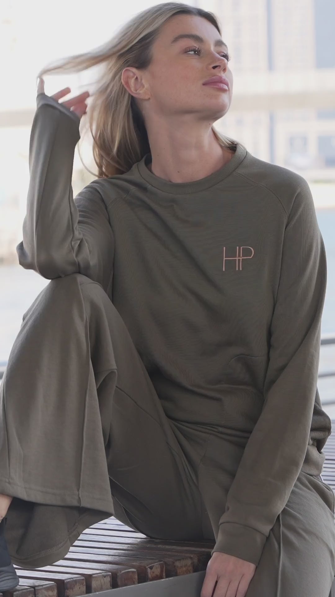 Humble Power French terry top and pants worn in motion