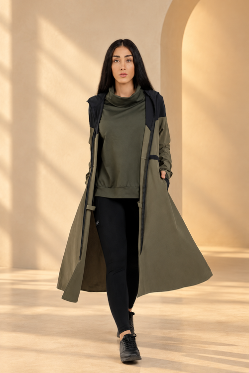 Lightweight Long Jacket with adjustable Waist - Syra
