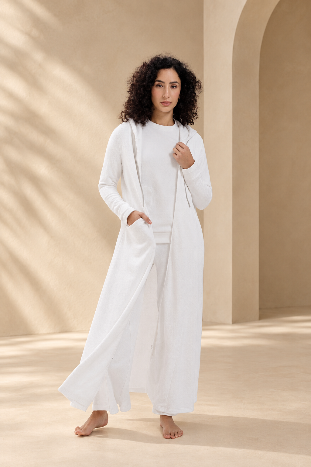 Rahma – Long French Terry Hooded Jacket, Modest Layer